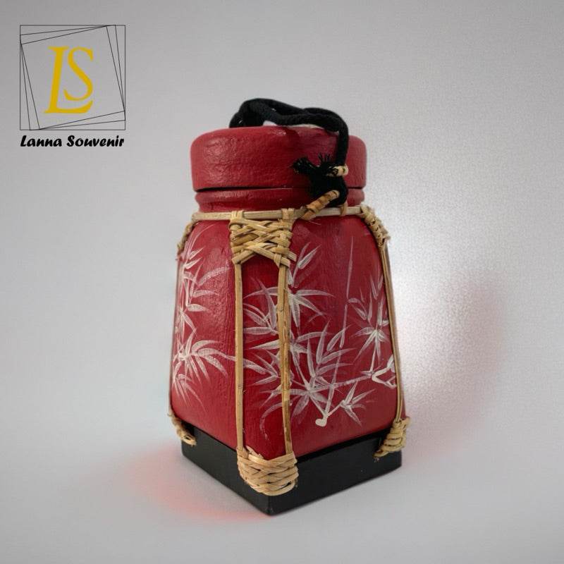 Lanna Bamboo Rice Box – Handmade Thai Kratip Khao Storage Jar | Natural Decor &amp; Gift in 12x21cm Size - Thai Blessing Co