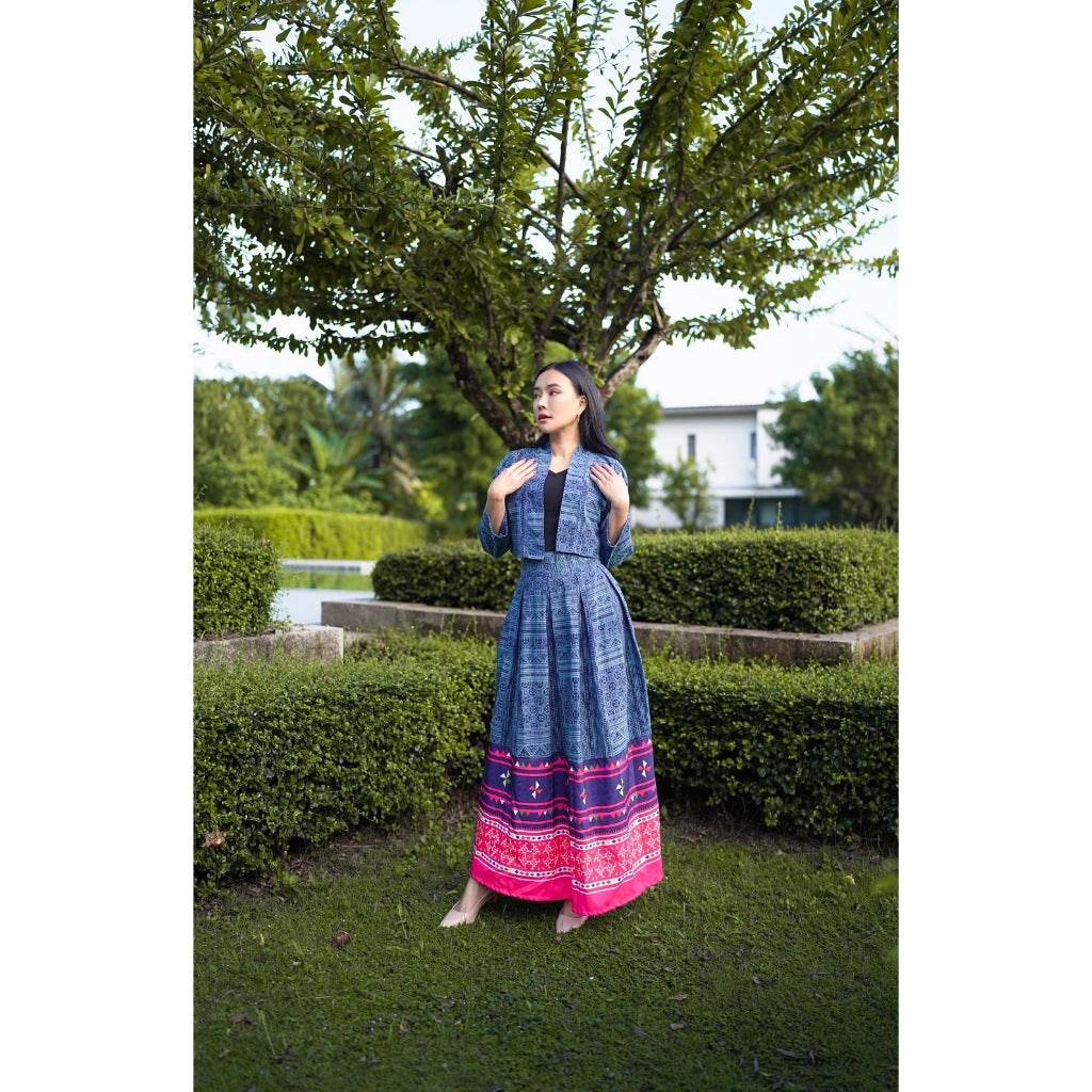 New Candle-Like Print Poly Set – Wrap Top &amp; High-Waisted Pleated Skirt in 4 Sizes | Women’s Stylish Outfit for Daily Wear One-Sake.com L S M S-M-L-XL-