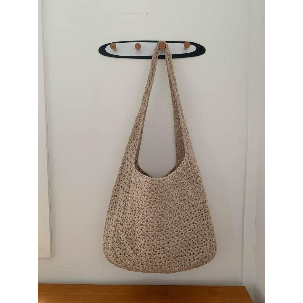 New Korean Handwoven Crossbody Bag - Adjustable Cotton Rope Shoulder Bag for Women, 23x29cm
