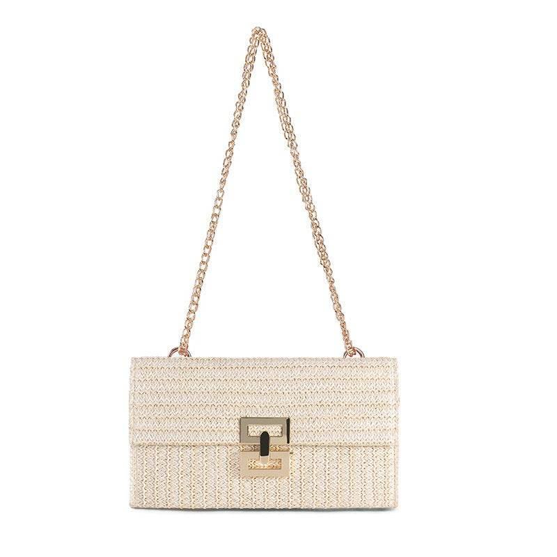 European & American Style Woven Shoulder Bag for Women - Handmade Cotton Rope Tote | Phone & Makeup Friendly - 35cm x 38cm with 28cm Strap white off