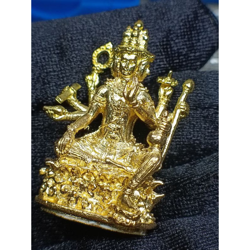 พระพรหมรุ่นพรหมบันดาลโชค ปี 2561# หลวงพ่อหวั่น วัดคลองคูณ จ.พิจิตเนื้อทองชนวน ใต้ฐานอุดตะกรุดลูกปืuอุดตะกรุดเงิน