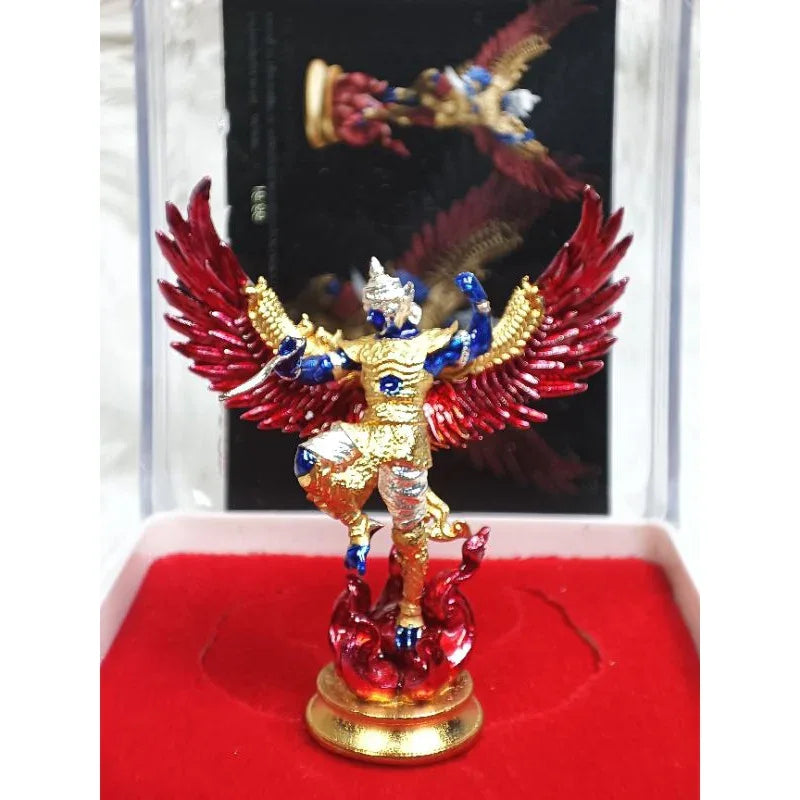 🦅 "Phaya Suban" Garuda of Wealth: Supreme Authority Amulet by LP Kao (Wat Mai Phadung Khet) – Crush Debt & Rise to Power 2K plated bronze with red wings.