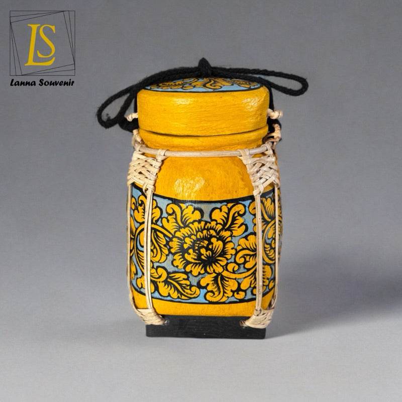 Lanna Bamboo Rice Box – Handmade Thai Kratip Khao Storage Jar | Natural Decor &amp; Gift in 12x21cm Size - Thai Blessing Co