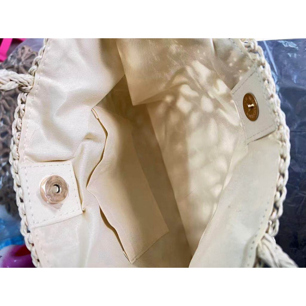 Handwoven Floral Mini Tote Bag for Women – Cotton Rope &amp; Natural Material | 30cm Shoulder Bag with Style &amp; Craftsmanship One-Sake.com khaki white off khaki-white off-