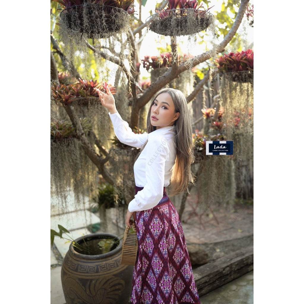 White Shirt &amp; 8-Piece Pleated Skirt Set with Stairway to Heaven Pattern – Cotton Fabric in 3 Colors | S–XL Sizes for Women One-Sake.com แดง / L แดง / S แดง / M แดง / S-แดง / M-แดง / L-แดง / XL-เหลือง / S-เหลือง / M-เหลือง / L-เหลือง / XL-ม่วง / S-ม่วง / M-ม่วง / L-ม่วง / XL-