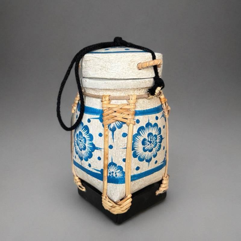 Handmade Thai Rice Basket Vase - Mini Lanna Bamboo Decorative Jar A40