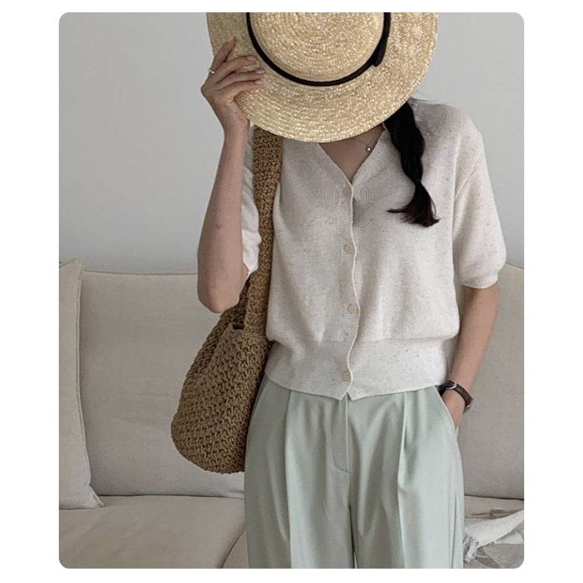 New Korean Style Handwoven Shoulder Bag – Compact Cotton Rope Tote with 35cm Strap | 28cm Width Woven Basket Bag for Daily Wear One-Sake.com สีกากี สีขาวนวล สีกากี-สีขาวนวล-