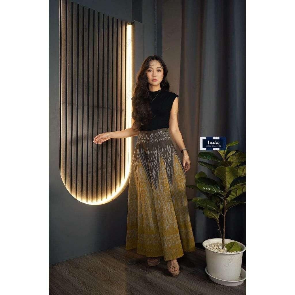 New Two-Tone Cotton Pleated Skirt for Women – High Waist Design with Zipper Back | Sizes S–XL Available
