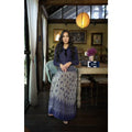 Navy Long Sleeve Shirt Skirt Set in Indigo Double-Tone Traditional Lanna Cotton Fabric | Sizes S–XL for Women S