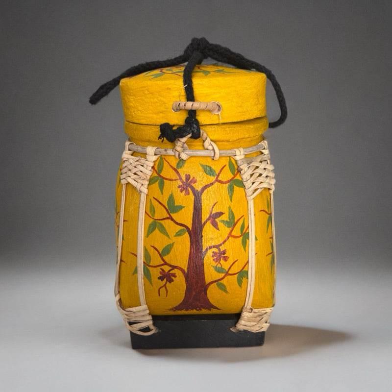 Handmade Thai Bamboo Rice Box - Thai Kratip Khao Storage Jar for Rice and Grains B109