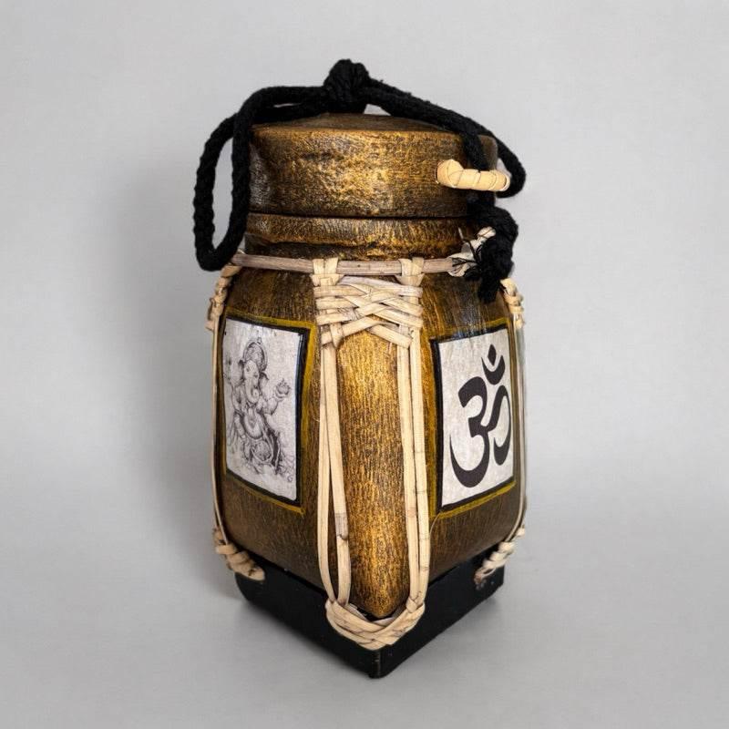 Handmade Thai Rice Basket Vase - Mini Lanna Bamboo Decorative Jar A39