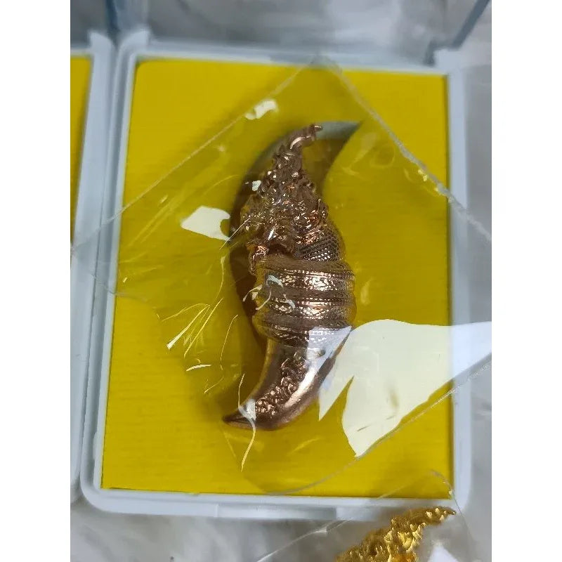 Naga Fang Amulet Wealth - Rich Wealth Edition by Luang Pu Saeng, Wat Pho Chai | Sacred Thai Talisman for Luck and Abundance Gold-plated