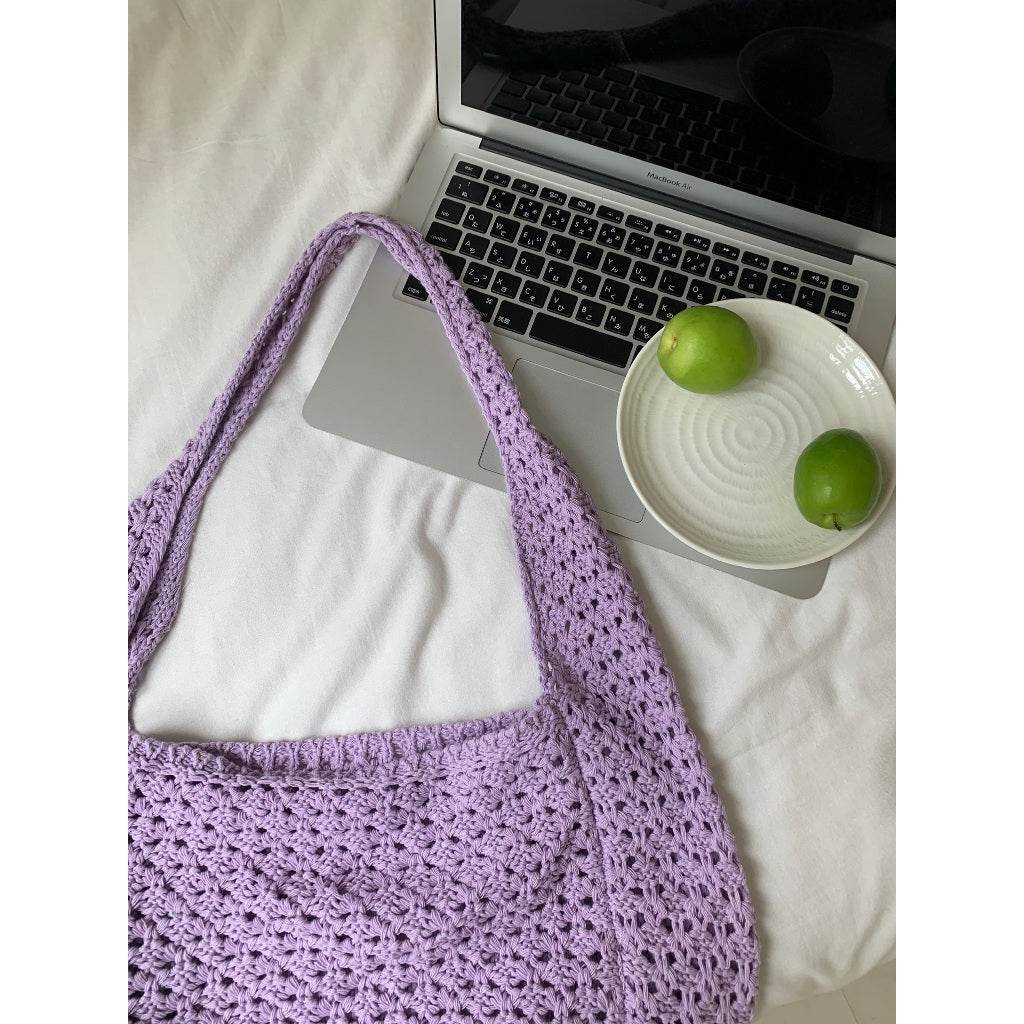 New Korean Style Handwoven Crossbody Bag – Cotton Rope Shoulder Bag with Adjustable Strap | 23x29cm Size for Women One-Sake.com blue khaki white off khaki-white off-blue-pink-purple-