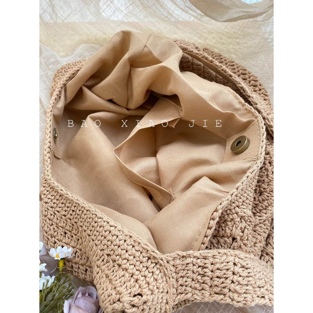 Handwoven Cotton Tote Bag for Women – Eco-Friendly Natural Fiber Shoulder Bag | 27cm x 38cm with Adjustable Strap One-Sake.com khaki white off khaki-white off-