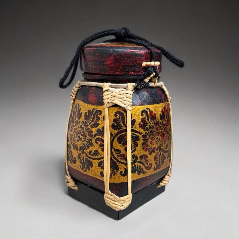 Handmade Thai Bamboo Rice Box - Thai Kratip Khao Storage Jar for Rice and Grains B51