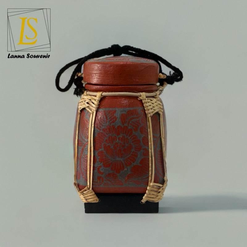Handmade Thai Bamboo Rice Box - Thai Kratip Khao Storage Jar for Rice and Grains B69
