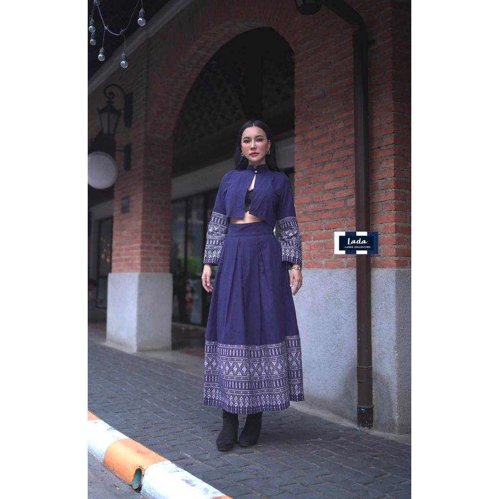 New Arrival: Mandarin Collar Wrap Top &amp; Pleated Skirt Set | Cotton Fabric with Khor Pattern for Modest Fashion Lovers One-Sake.com Length 40 Waist 30 Length 36 Waist 26 Length 36 Waist 28 Length 36 Waist 26-Length 36 Waist 28-Length 40 Waist 30-Length 40 Waist 32-