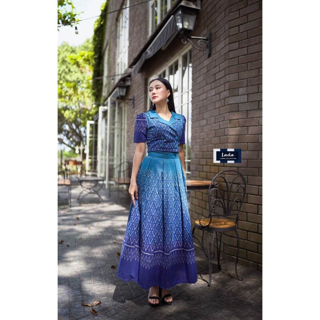 Trendy V-Tone 2-Piece Cotton Set with Mandarin Collar Top &amp; Pleated Skirt – 3 Colors | Separates Available One-Sake.com ส้มอิฐ / L ส้มอิฐ / S ส้มอิฐ / M ส้มอิฐ / S-ส้มอิฐ / M-ส้มอิฐ / L-ส้มอิฐ / XL-ชมพูบานเย็น / S-ชมพูบานเย็น / M-ชมพูบานเย็น / L-ชมพูบานเย็น / XL-ฟ้าน้ำทะเล / S-ฟ้าน้ำทะเล / M-ฟ้าน้ำทะเล / L-ฟ้าน้ำทะเล / XL-