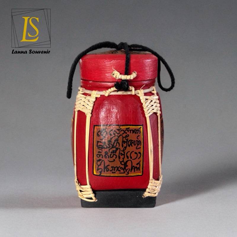 Lanna Bamboo Rice Box – Handmade Thai Kratip Khao Storage Jar | Natural Decor &amp; Gift in 12x21cm Size - Thai Blessing Co