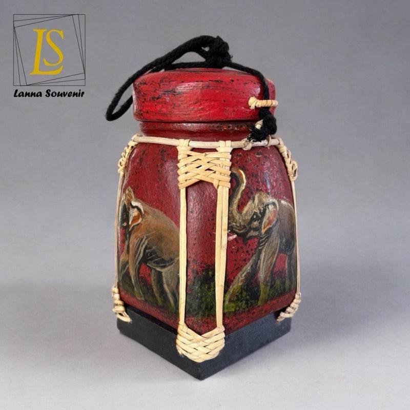 Handmade Thai Bamboo Rice Box - Thai Kratip Khao Storage Jar for Rice and Grains B101 Premium paint