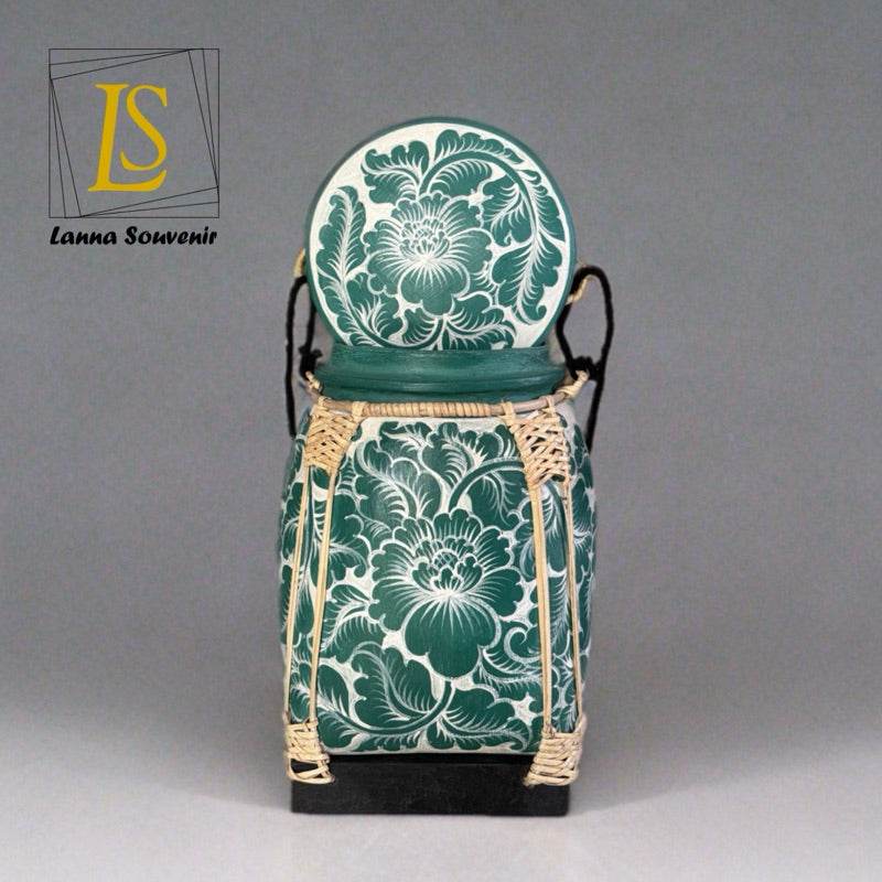 Lanna Bamboo Rice Box with Floral Pattern – Handmade Thai Storage Jar in 18x29cm | Decorative &amp; Functional Bamboo Basket from Northern Thailand One-Sake.com D4 D1 D3 D1-D3-D4-D5-D2-D6-D7-D8-D9-D10-D11-D12-D13-D14-D15-D16-D17-D18-D19-D20-D21-D22-D23-D24-D25 Premium paint-D26-D27 Premium1-D28-D29-D30-D31-D32-D33-D34-D35-D36-