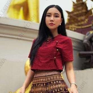 New Tai Yai Cotton Blouse | Traditional Thai Top for Women in 5 Colors, Sizes S–XL