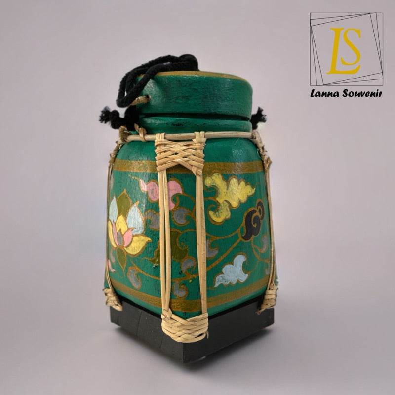 Lanna Bamboo Rice Box – Handmade Thai Kratip Khao Storage Jar | Natural Decor &amp; Gift in 12x21cm Size - Thai Blessing Co