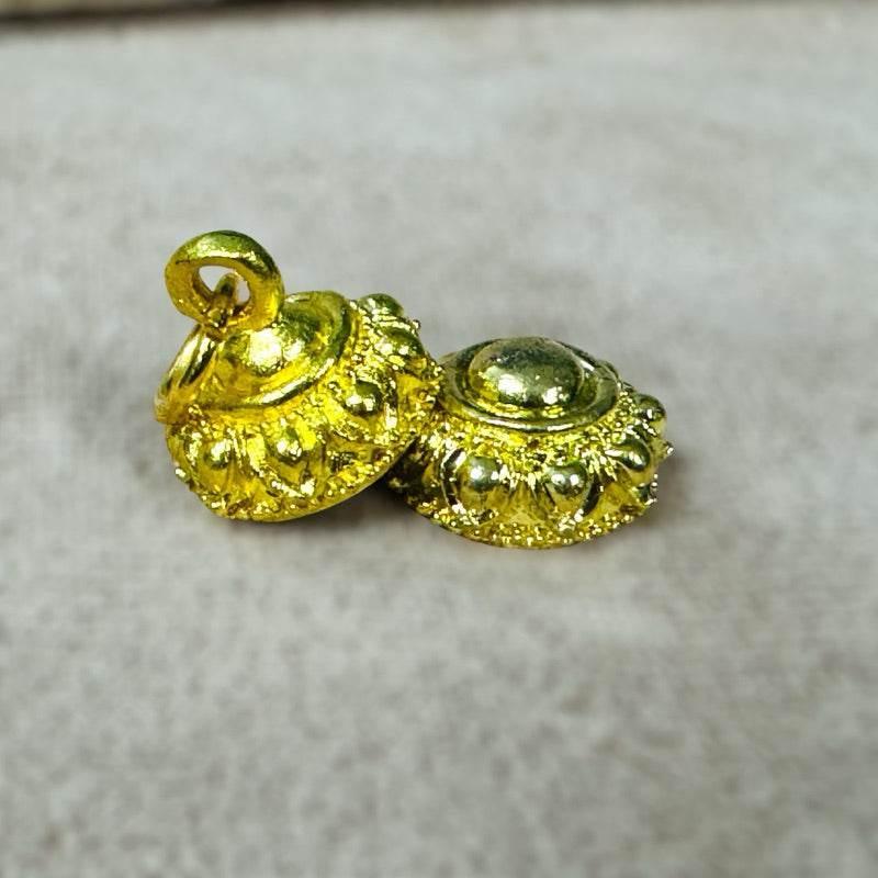 Ganesha Blessing Amulet for Authentic Thai Spiritual Protection – Mini Size 2x1cm from Wat Kor Chok, Chiang Mai Empty tube with gold plumb head