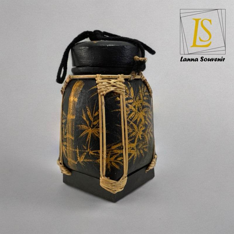 Lanna Bamboo Rice Box – Handmade Thai Kratip Khao Storage Jar | Natural Decor &amp; Gift in 12x21cm Size - Thai Blessing Co