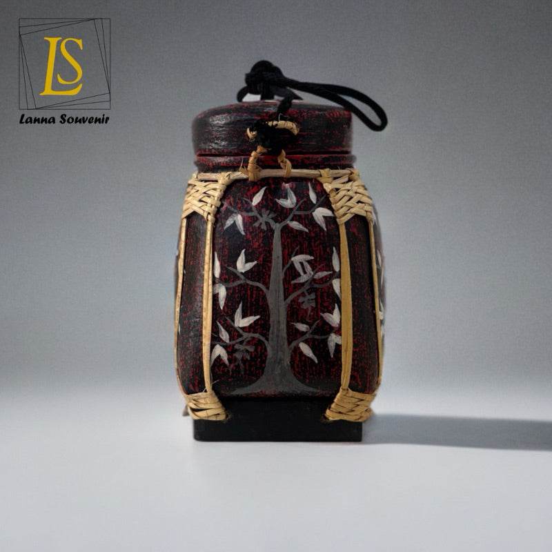Lanna Bamboo Rice Box – Handmade Thai Kratip Khao Storage Jar | Natural Decor &amp; Gift in 12x21cm Size - Thai Blessing Co