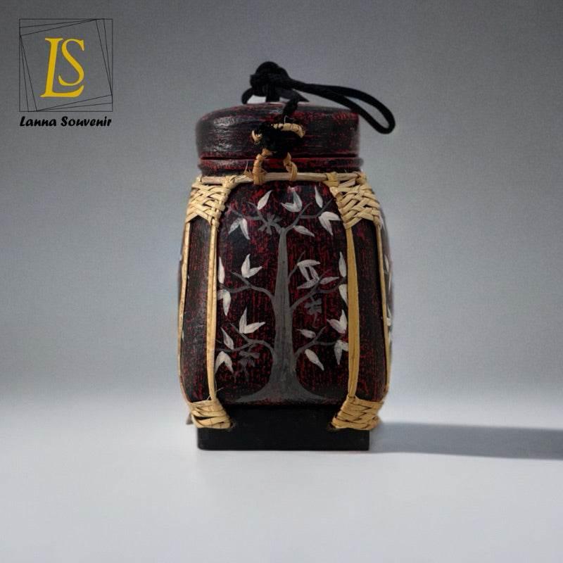 Handmade Thai Bamboo Rice Box - Thai Kratip Khao Storage Jar for Rice and Grains B68