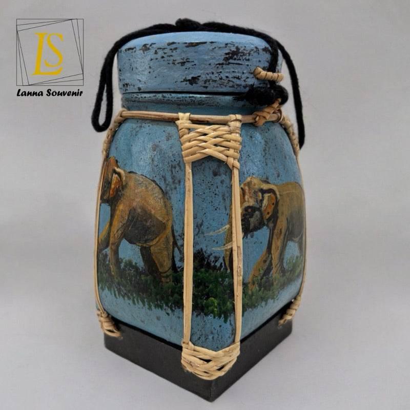 Handmade Thai Bamboo Rice Box - Thai Kratip Khao Storage Jar for Rice and Grains B87 Premium paint