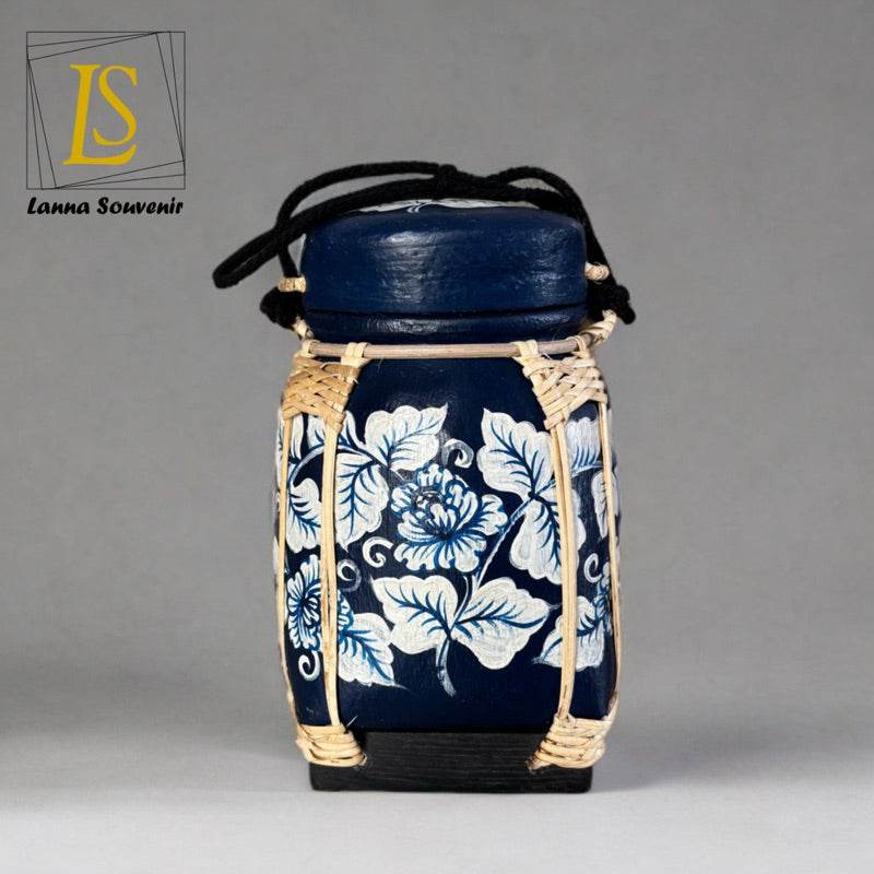 Lanna Bamboo Rice Box – Handmade Thai Kratip Khao Storage Jar | Natural Decor &amp; Gift in 12x21cm Size - Thai Blessing Co