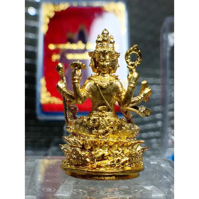 🪔 Phra Phrom "Phrom Ban Dal Chok" Fortune Edition – 2018 Golden Power Amulet with Sacred Takrut