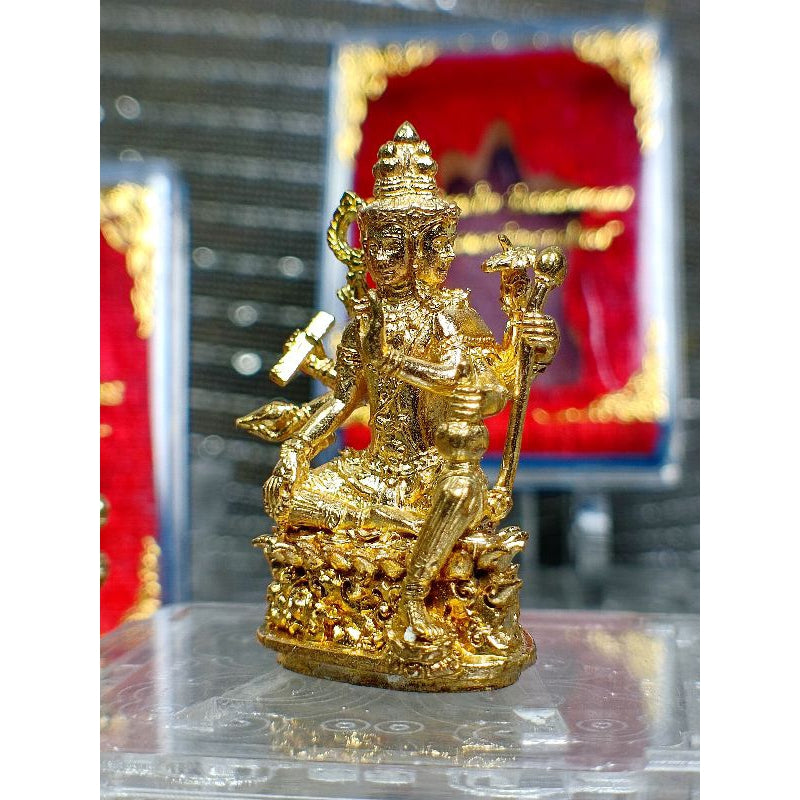 พระพรหมรุ่นพรหมบันดาลโชค ปี 2561# หลวงพ่อหวั่น วัดคลองคูณ จ.พิจิตเนื้อทองชนวน ใต้ฐานอุดตะกรุดลูกปืuอุดตะกรุดเงิน