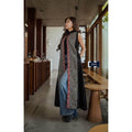 New Long Woven Jacket Paw Print in Black & Red | 50-Inch Length for Women Size M & XL ดำ