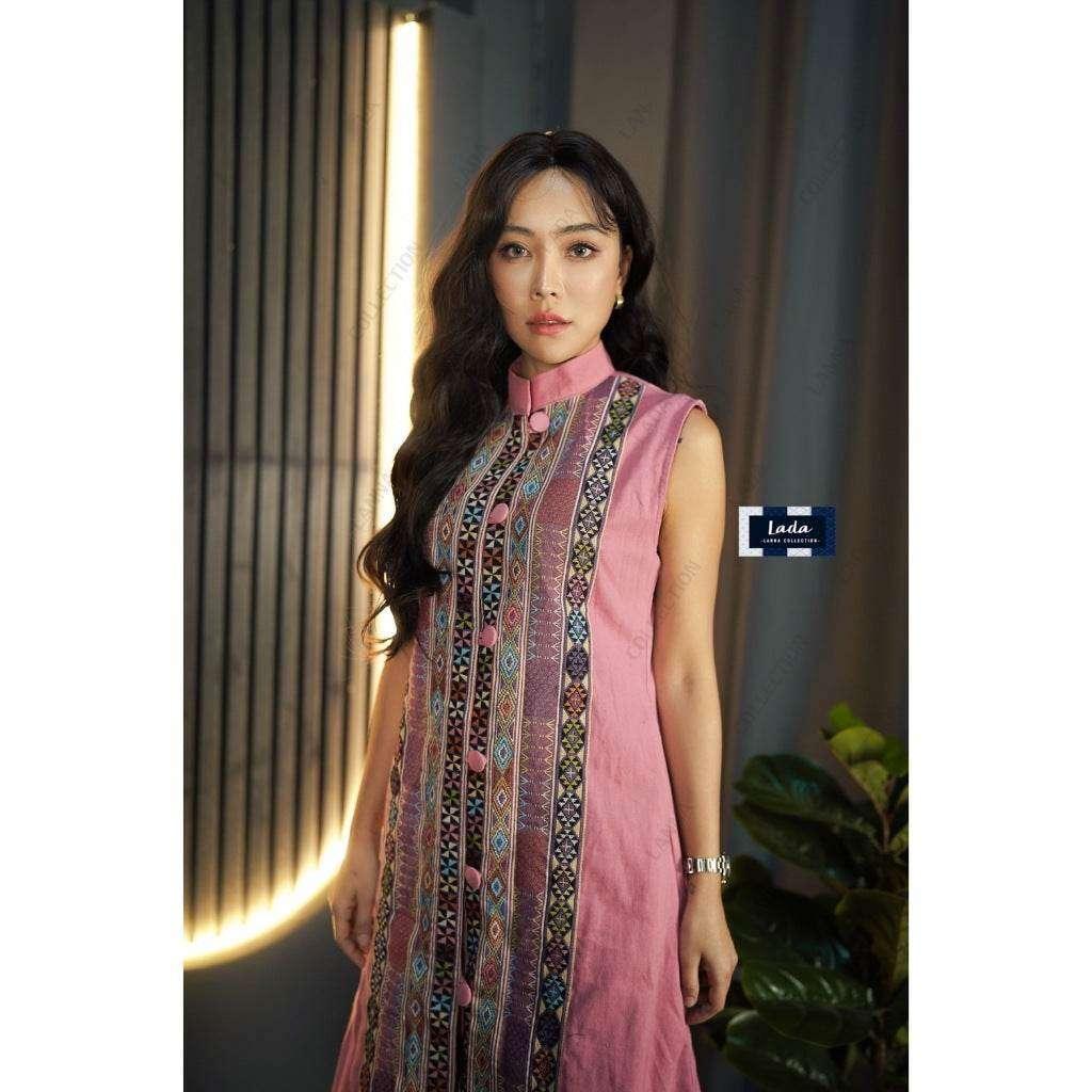 Elegant Diamond Jacquard Wrap Coat in Pink | Women's Cotton Long Coat in M & XL Sizes