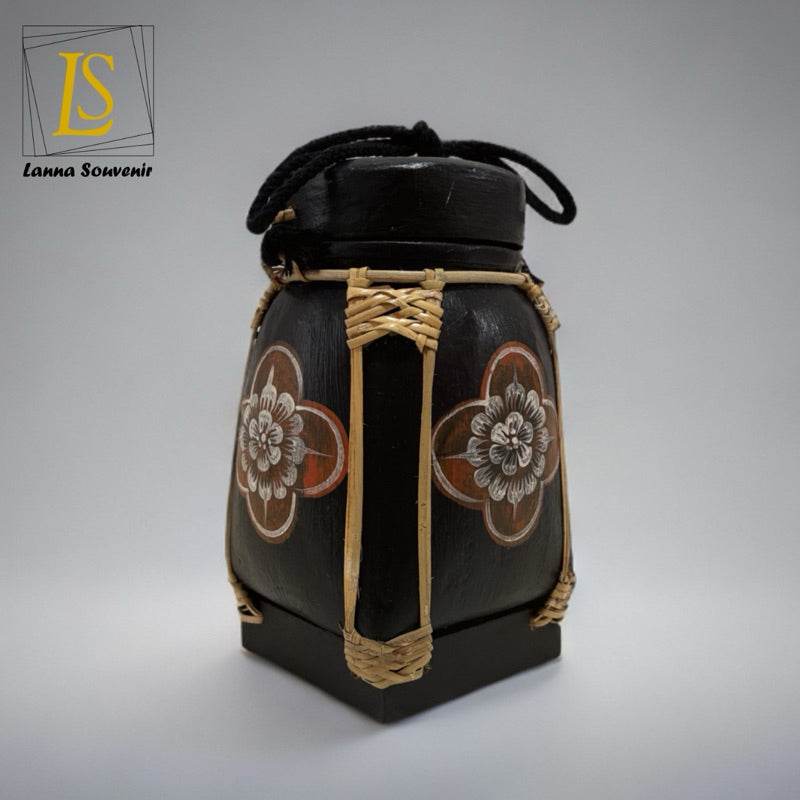 Lanna Bamboo Rice Box – Handmade Thai Kratip Khao Storage Jar | Natural Decor &amp; Gift in 12x21cm Size - Thai Blessing Co