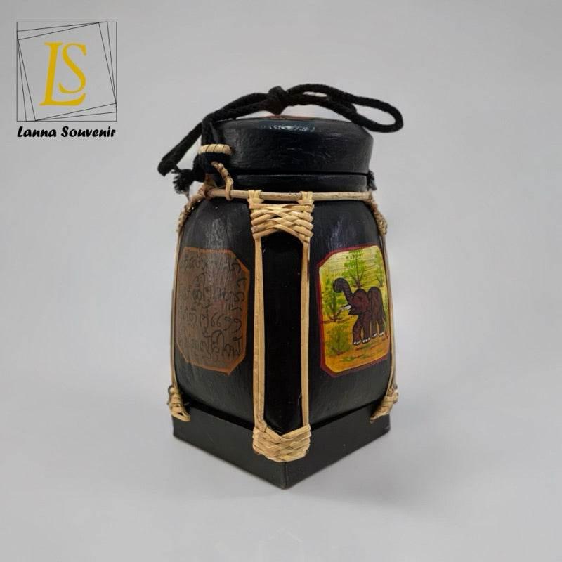 Handmade Thai Bamboo Rice Box - Thai Kratip Khao Storage Jar for Rice and Grains B62