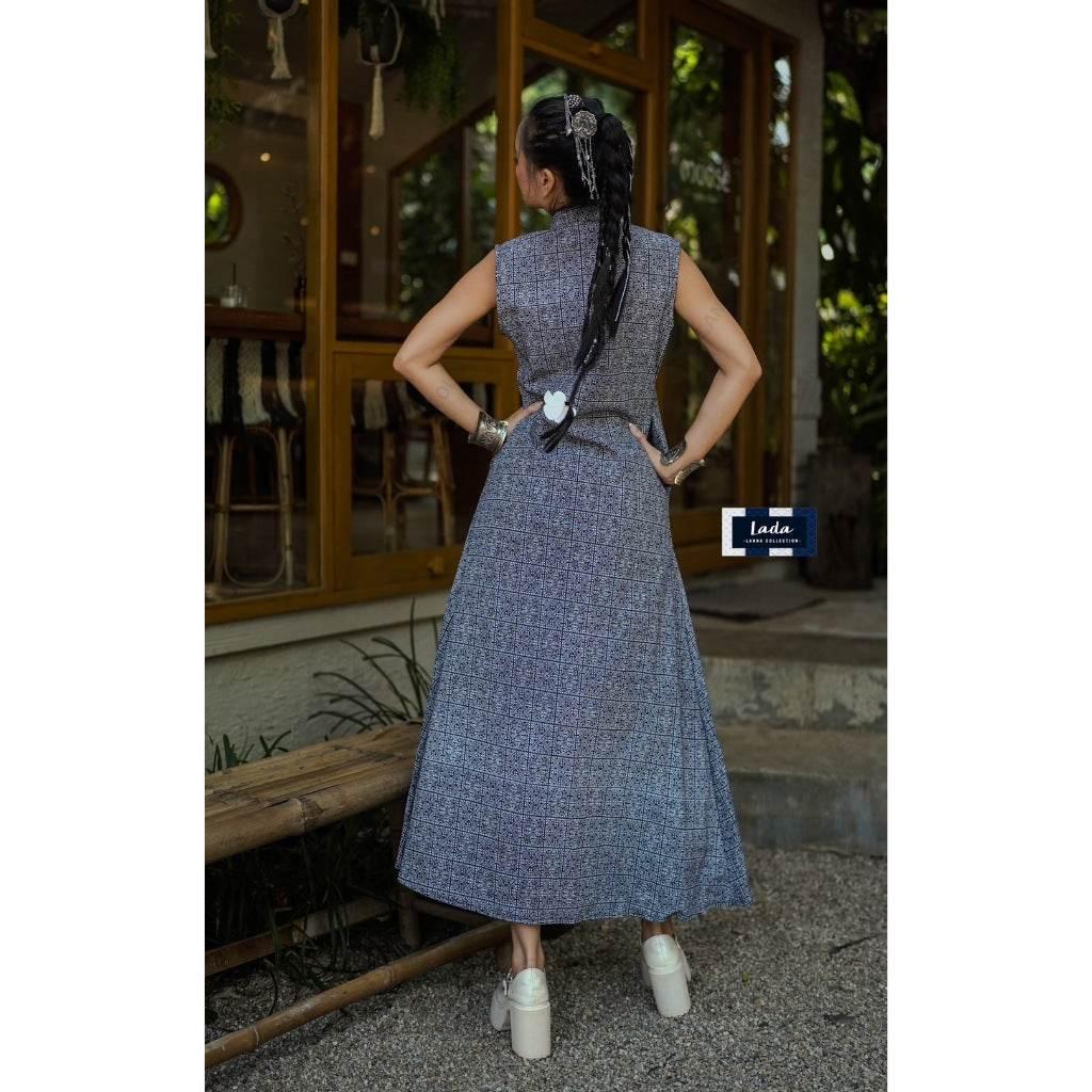 Elegant Cotton Cape for Women – Long Sleeveless Wrap with Red Mongtajik Pattern | Hand Wash Only