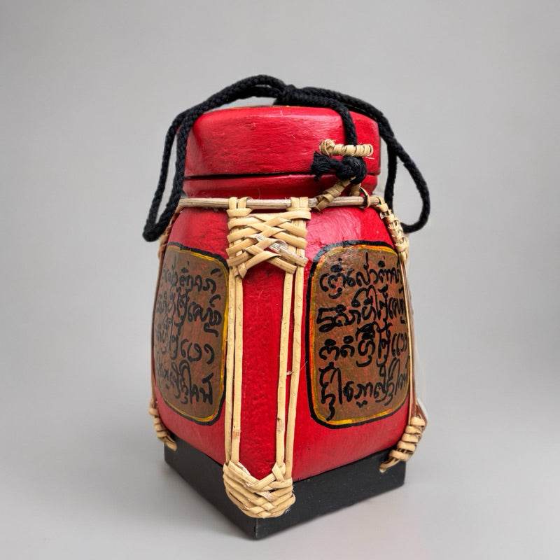 Lanna Bamboo Rice Box – Handmade Thai Kratip Khao Storage Jar | Natural Decor &amp; Gift in 12x21cm Size - Thai Blessing Co