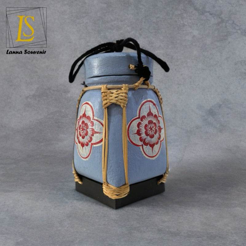 Lanna Bamboo Rice Box – Handmade Thai Kratip Khao Storage Jar | Natural Decor &amp; Gift in 12x21cm Size - Thai Blessing Co