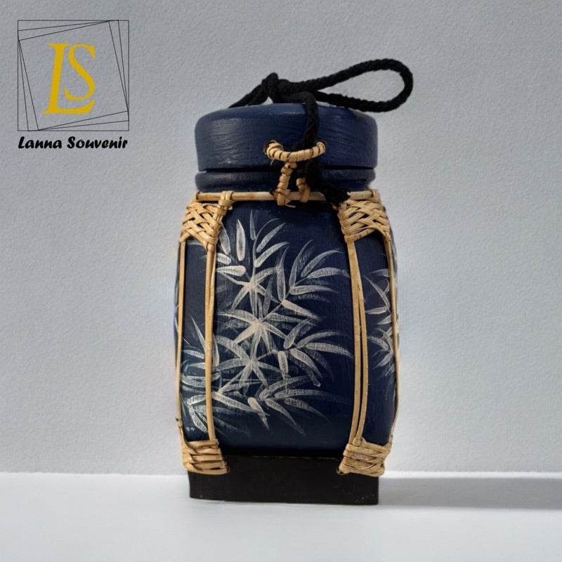 Lanna Bamboo Rice Box – Handmade Thai Kratip Khao Storage Jar | Natural Decor &amp; Gift in 12x21cm Size - Thai Blessing Co