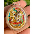 Ganesha Prosperity Amulet - Borom Suk Edition Sacred Wood with Silver Takrut by Luang Phor Pramot Wat Khao Cha Ngum Default Title
