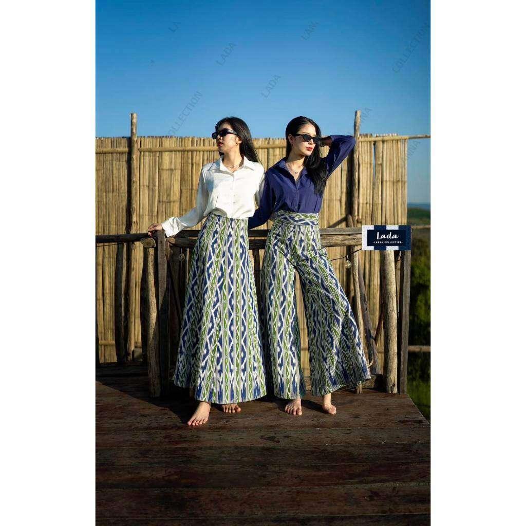 Ethnic Mi Kan Print Skirt & Pants | 6-Gore Cut with Side Zip | 39” Length | Waist 26–32” for Elegant Office Wear
