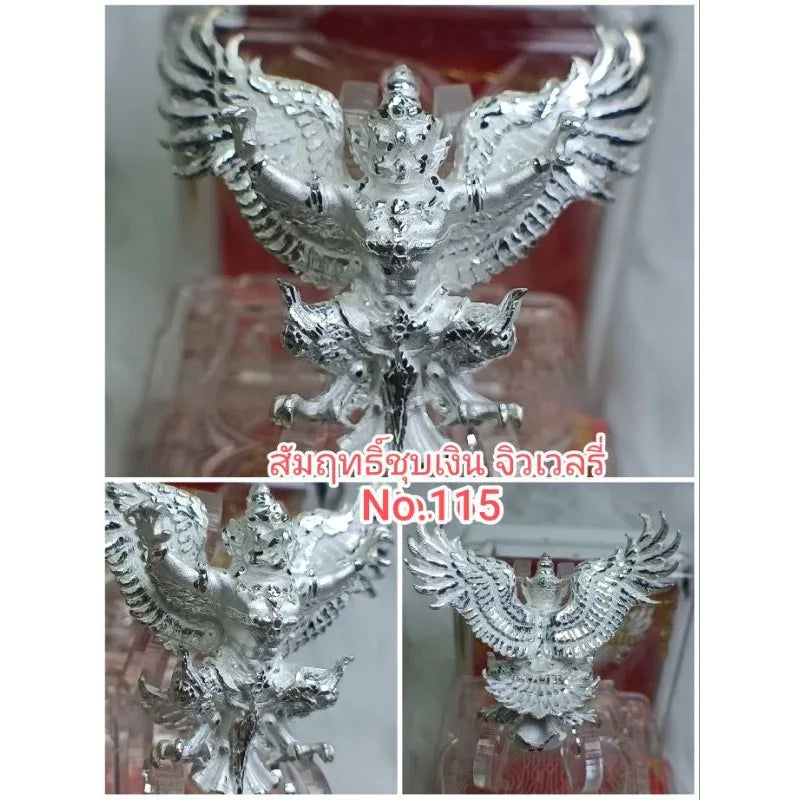 🦅 Phaya Krut & Hanuman "Setthi Than Jai" (Instant Millionaire) Edition (2019): Luang Phor Wan, Wat Khlong Khun – Wealth, Power & Victory Silver-plated Garuda