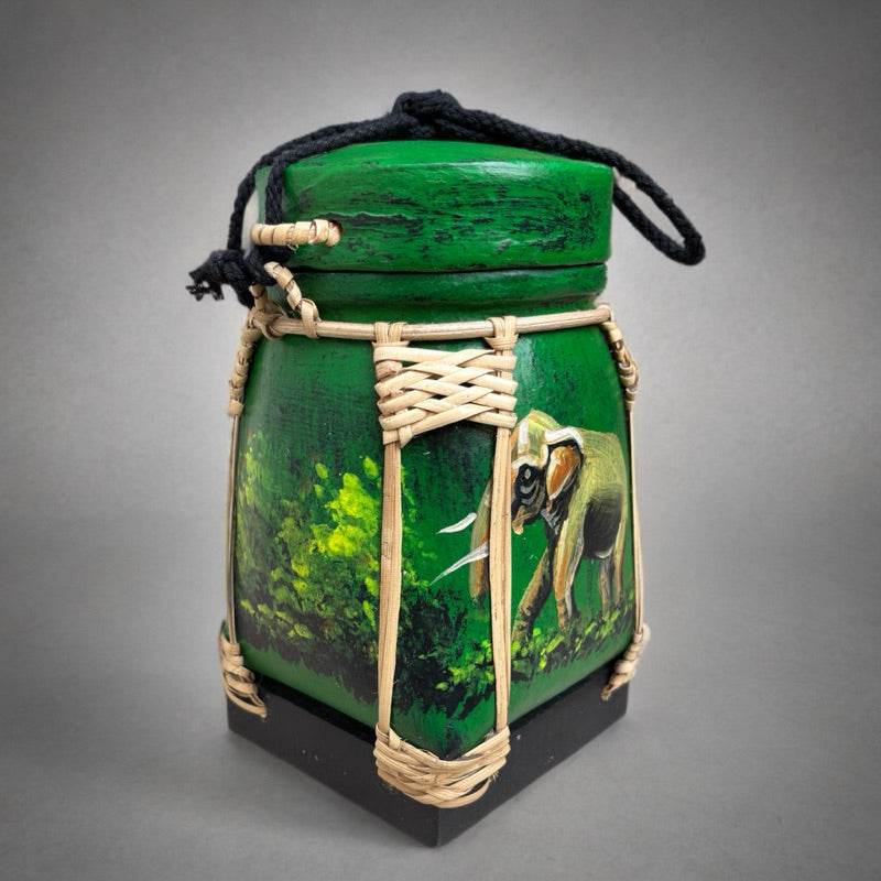Lanna Bamboo Rice Box – Handmade Thai Kratip Khao Storage Jar | Natural Decor &amp; Gift in 12x21cm Size - Thai Blessing Co