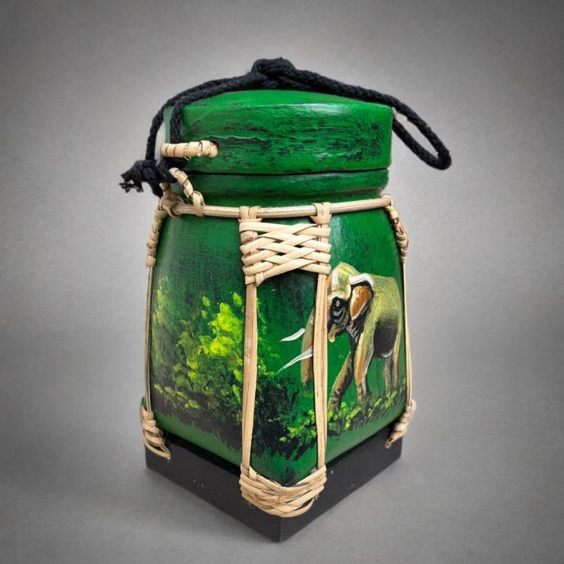 Handmade Thai Bamboo Rice Box - Thai Kratip Khao Storage Jar for Rice and Grains B73 Premium