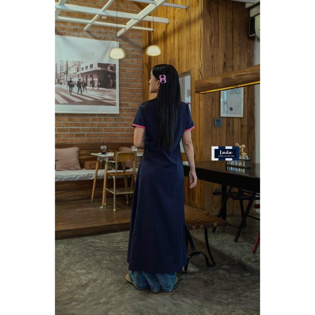 Hmong Zigzag Wrap Coat - New Long Cotton Handwoven Fabric Coat in M & XL Sizes | Traditional Thai Ethnic Women's Outfit