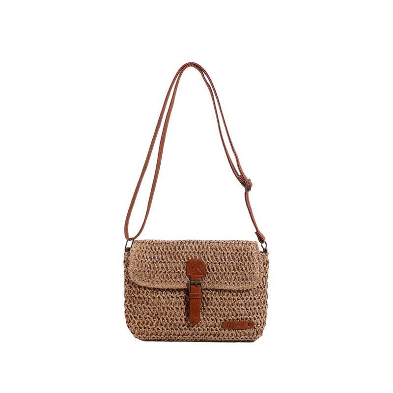 Multi-Way Handwoven Cotton Rope Bag – Shoulder, Crossbody &amp; Handheld Use | 24x18cm Size with Adjustable Strap One-Sake.com khaki white off khaki-white off-